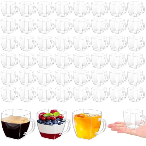 High-Grade 50 Pcs Mini Disposable Tea Cups with Handle 50 Count Fine