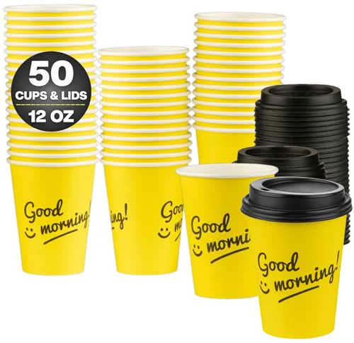 Convenient Disposable Coffee Cups with Lids 50 Count Outstanding