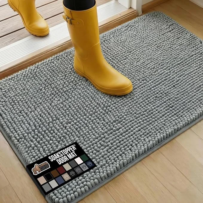 Traditional GORILLA GRIP SoakSTOPPER Dog Door Mat 36×24 Machine Washable Rug Absorbent Doormat Captures Moisture Mud Dirt Quick Dry Soft Chenille Entryway Rugs Indoor Entrance Mats for Dog Paws GreyAbout ThisOverview Original Design