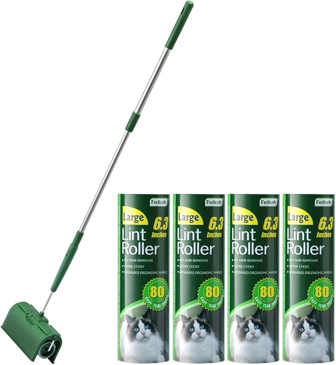 Prestigious Fedicelly Large Lint Rollers Pet Hair Extra Sticky Floor Cat Dog Hair Remover Laundry Clothes Carpet Furniture 6.3 inches Wider with 320 Sheets Giant Lint Remover Brush for Couch with Long HandleAbout ThisOverview Reliable
