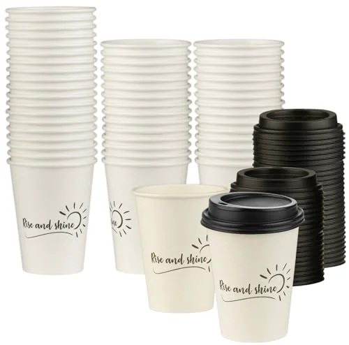 Crafted Disposable Coffee Cups with Lids 50 Count Top-Quality