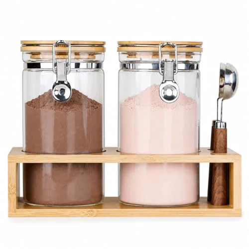 Premium Material Glass Protein Powder Container Set 5 Count Proven