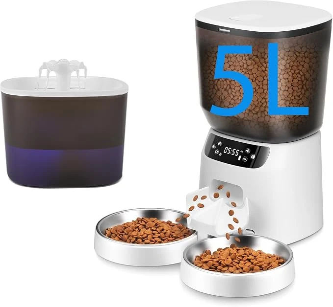 Responsible Automatic Cat Feeder and Water Fountain 5L 20 Cups Timed Cat Dry Food Dispenser Original