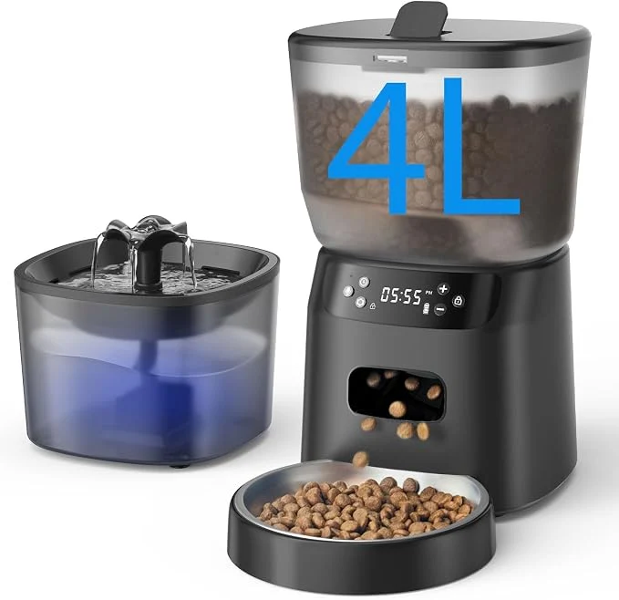 Luxury Automatic Cat Feeder and Water Fountain 4L 16 Cups Timed Cat Dry Food Dispenser Exceptional