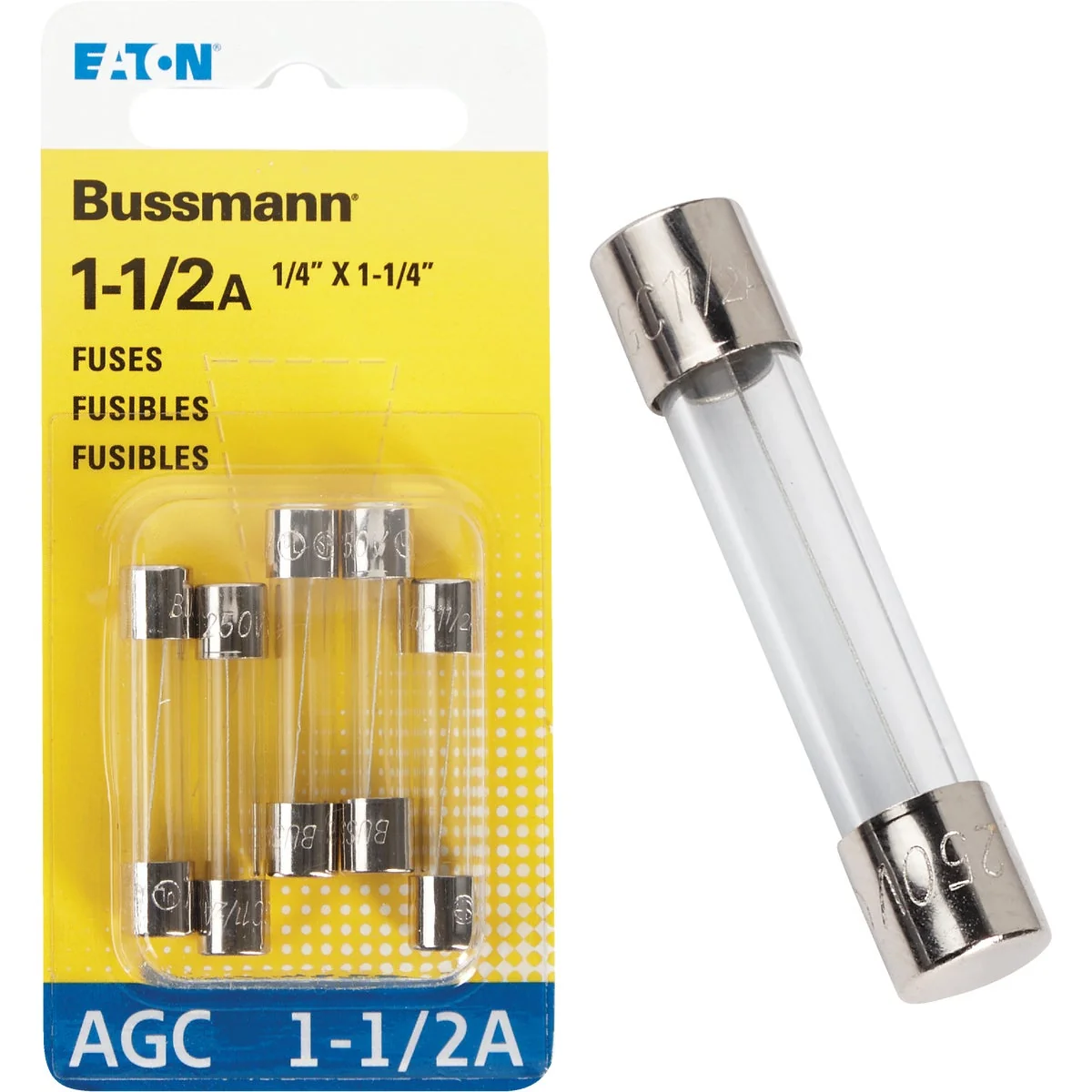 Long-Lasting Bussmann 1-1 2-Amp 250-Volt AGC Glass Tube Automotive Fuse 5-Pack Fine