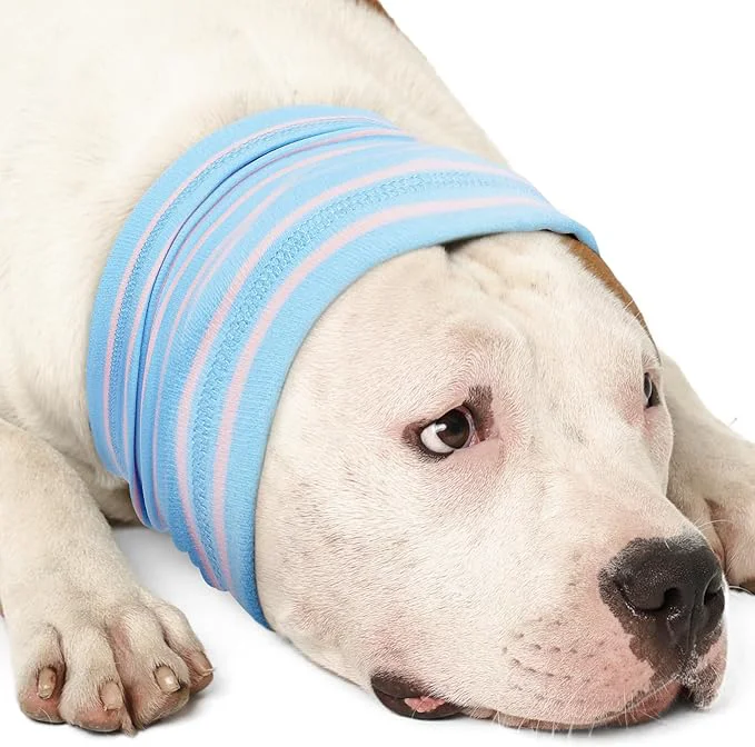 Selected Nanaki Calming Hoodie Dog Grooming Ear Cover Anxiety Relief-No Shake Dog Ear Wrap Hematoma Striped Head Wrap Snoods for Noise Protection Bath Fireworks Thunderstorm Blow Drying Warm-KeepingAbout ThisOverview Exceptional