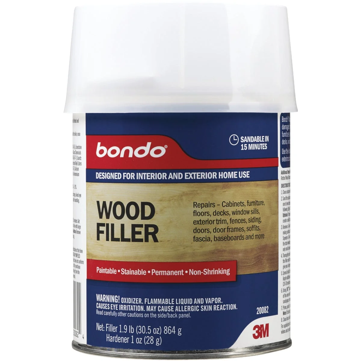 Smart 3M Bondo 1 Qt. Blue Wood Filler with Hardener Exceptional