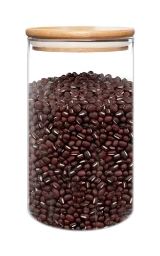 Enhanced 50oz 1400ml Glass Jar with Lid Airtight Food Storage Container Bamboo Large Clear Canisters Hold Coffee Beans Candy Nuts Sugar Genuine