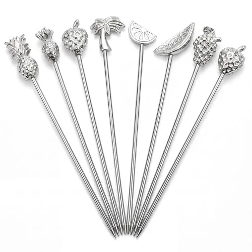Breathable Fruit Shape Cocktail Picks Set of 8 8 Count Casual