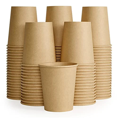 Recyclable 100 Pack 8 oz Kraft Paper Coffee Cups 100 Count Crafted