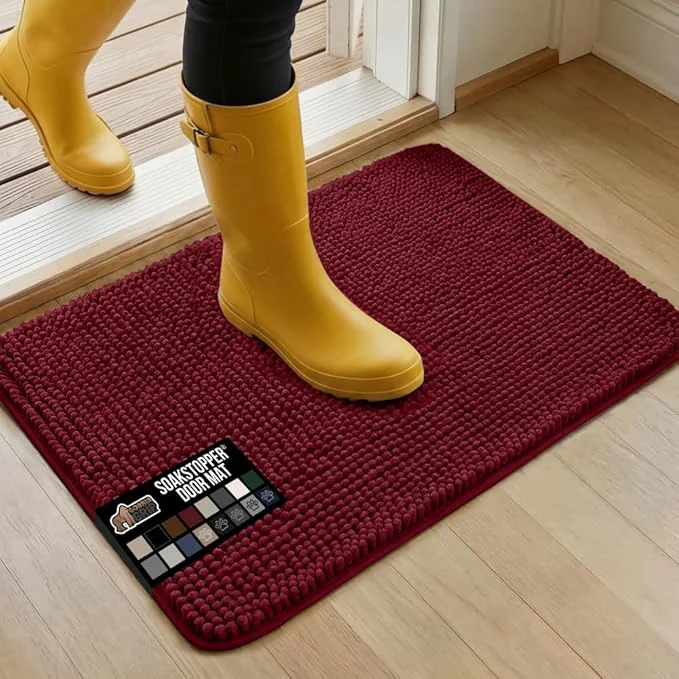 Breathable GORILLA GRIP SoakSTOPPER Dog Door Mat Machine Washable Rug Absorbent Doormat Captures Moisture Mud Dirt Quick Dry Soft Chenille Entryway Rugs Indoor Entrance Mats for Dog Paws 24×17 BurgundyAbout ThisOverview Healthy