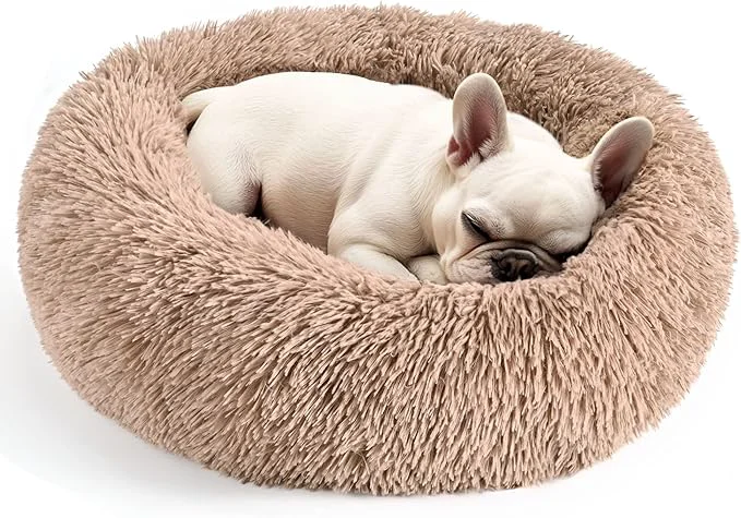 Traditional Dogs Bed for Small Dogs Anti-Anxiety Washable Round Bed Camel 24.0 L x 24.0 W x 8.0 Th About ThisOverview Expertly Made
