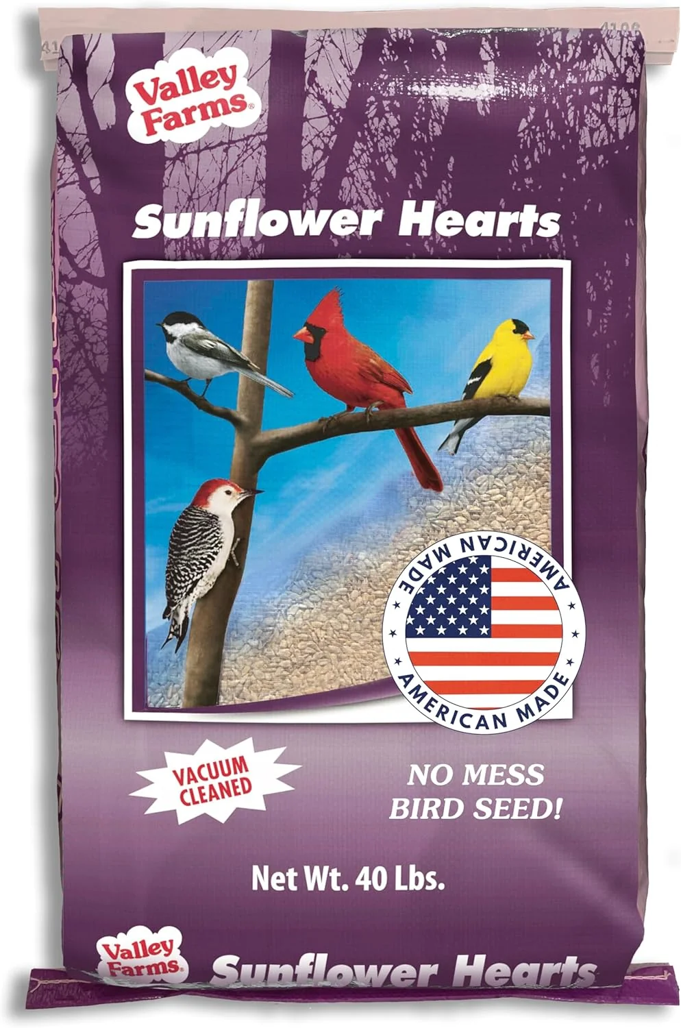 Reusable Valley Farms Whole Sunflower Hearts for Birds 40 LB No Mess Bird Seed for Outside Feeders Attract Finches Cardinals More Wild Birds Very Clean Sunflower Seeds Durable