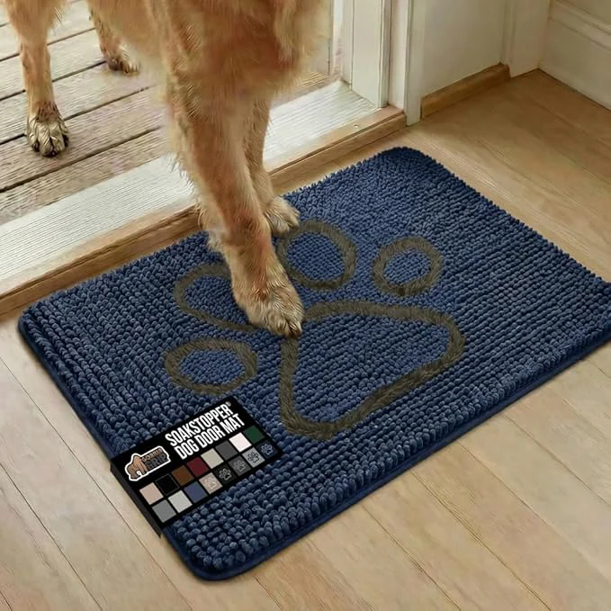 Elegant GORILLA GRIP SoakSTOPPER Dog Door Mat Machine Washable Rug Absorbent Doormat Captures Moisture Mud Dirt Quick Dry Soft Chenille Entryway Rugs Indoor Entrance Mats for Dog Paws 24×17 NavyAbout ThisOverview Refined