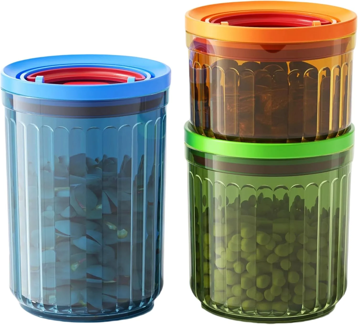 Efficient Plastic Small Airtight Container Set Food Storage Containers with Lids BPA Coffee Canisters for Beans Sugar Spice Snack Stackable Dishwasher Safe patented Pull Snap Lock Sealed Design 10 17 24oz Relaxed