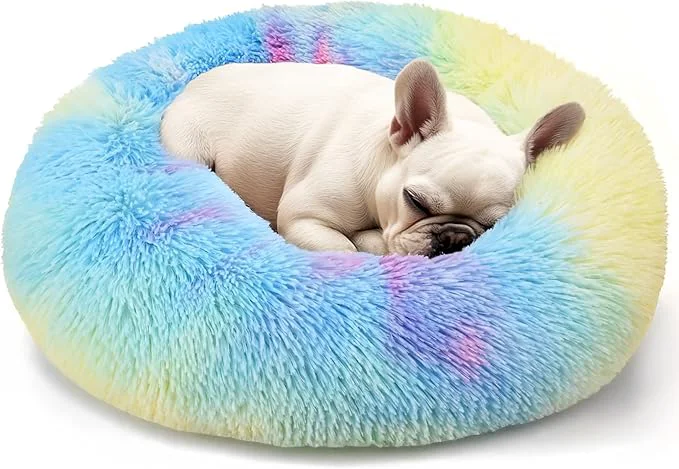 Unique Hoewina Dog Cat Bed 20in Cat Beds for Indoor Cats Calming Donut Bed for Puppy and Kitten Washable Round Fluffy Pet Bed for Small Medium Dogs and Cats Rainbow About ThisOverview Pure