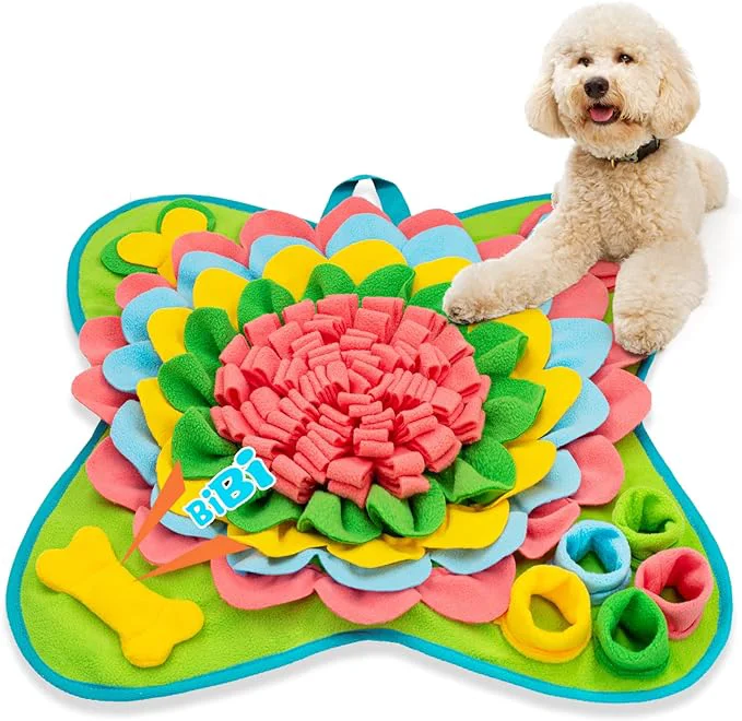 Stylish Snuffle Mat for Dogs Pet Treats Feeding Mat for Small Medium Breed Dogs Non-Slip Portable Durable Interactive Dog Puzzle Toys Encourages Natural Foraging Skills Pink About This Soft