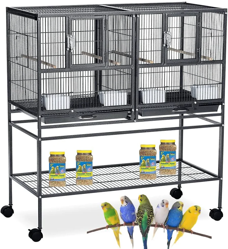 Verified Combo Breeding Stacker Center Divided Breeder Bird Flight Double Rolling Cage with Side Breeding Nest Door Black Vein Single Stack Exceptional