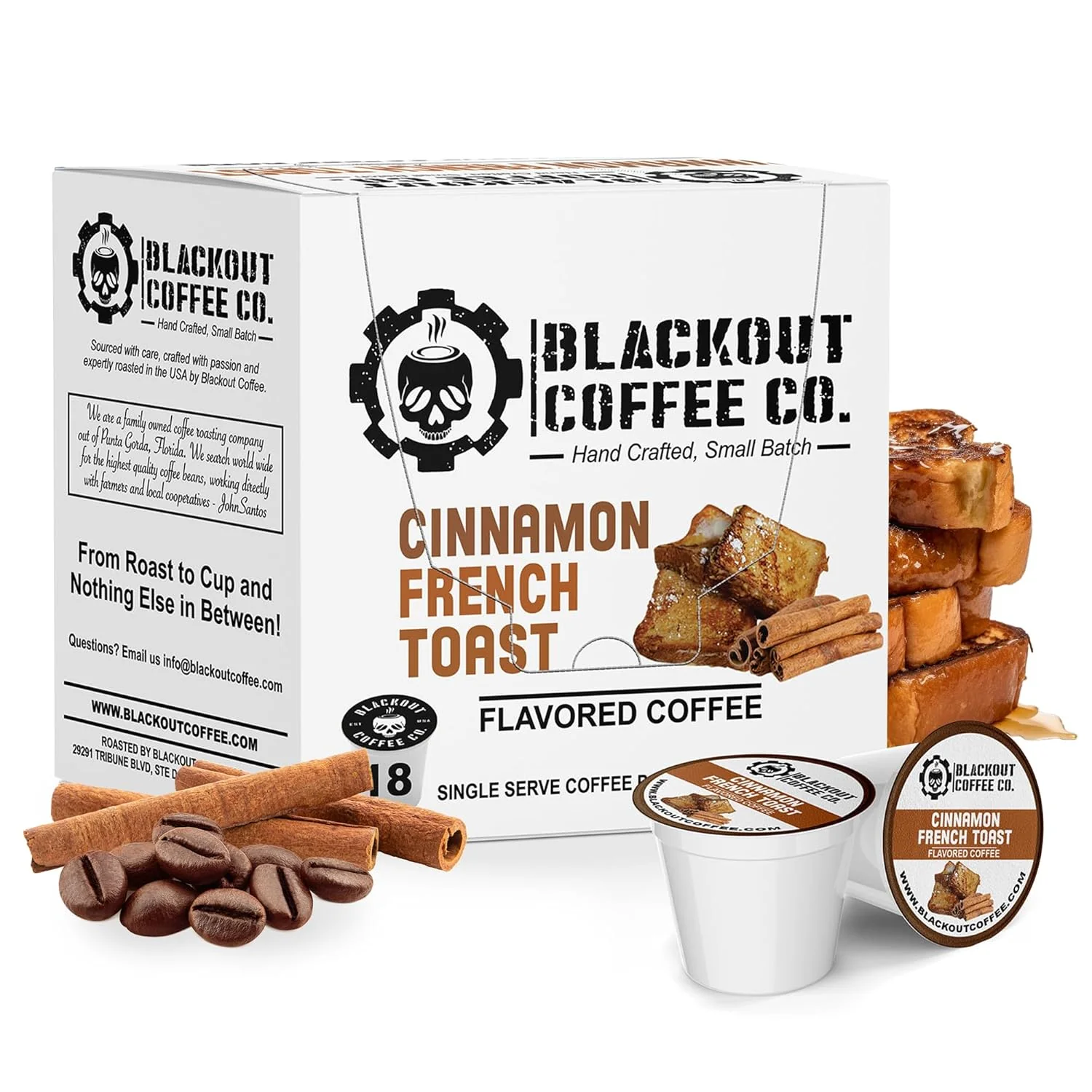 Exclusive Blackout Coffee Cinnamon French Toast Flavored Pods – Freshly Roasted in the USA – K-Cup Compatible Single-Serve Coffee Pods 18 Count Premium