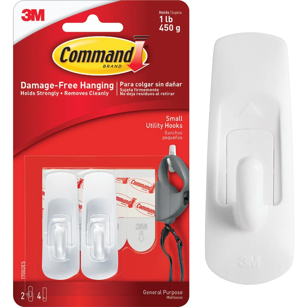 Premium Material 3M Command Small Utility Adhesive Hook 2-Pack Refined