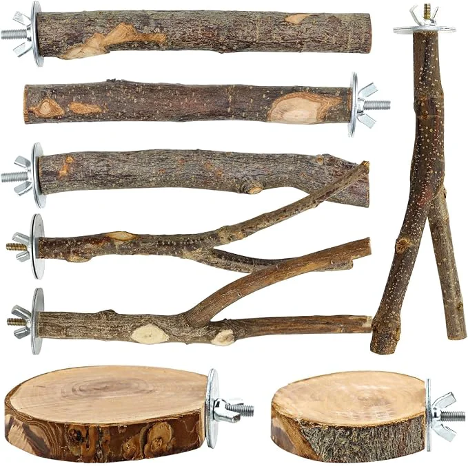Dependable 8 PCS Natural Bird Perch Set Classic