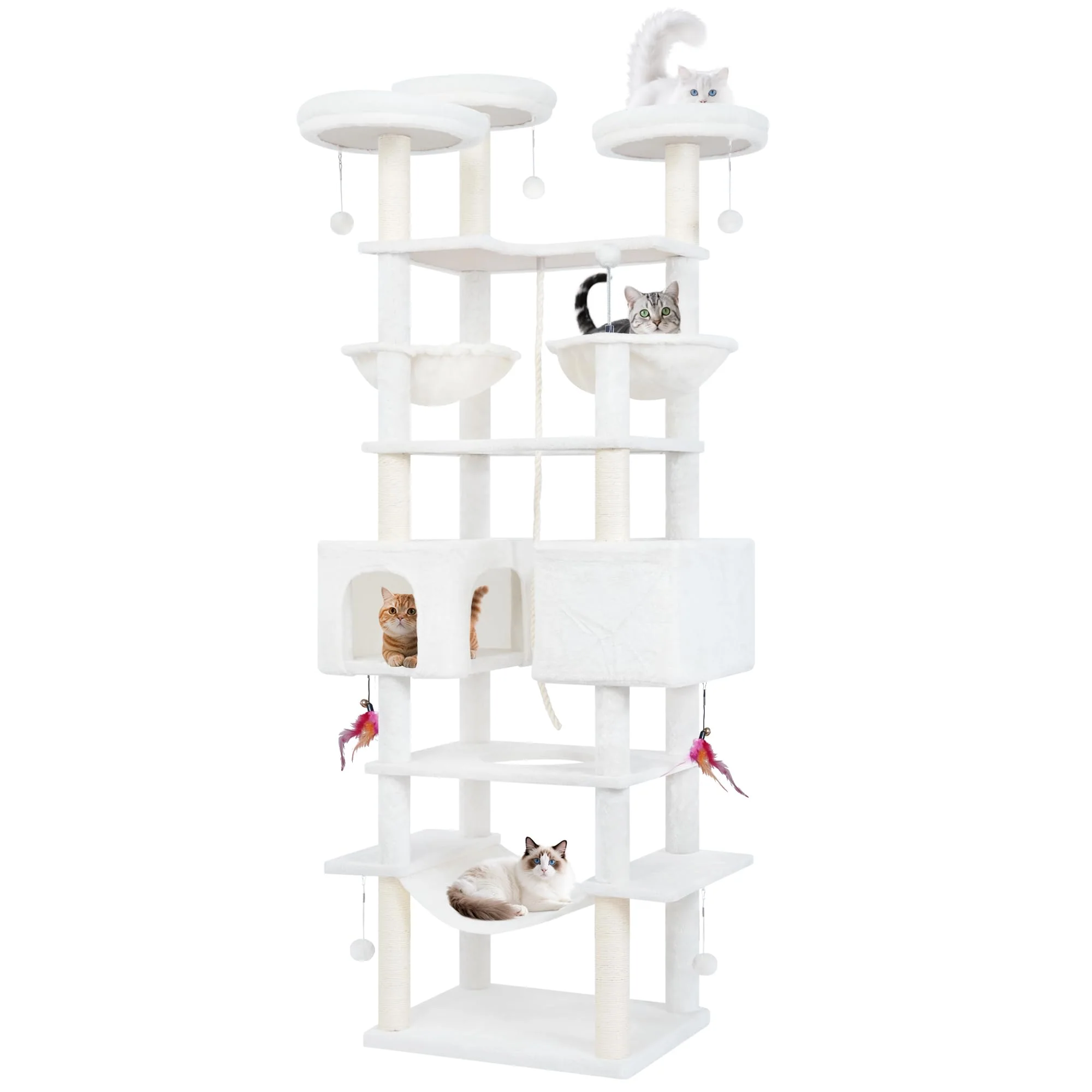 Superior Roypet 71in Multifunctional Cat Tree Tower for Indoor Cats 2 Condos Hammock More Authentic