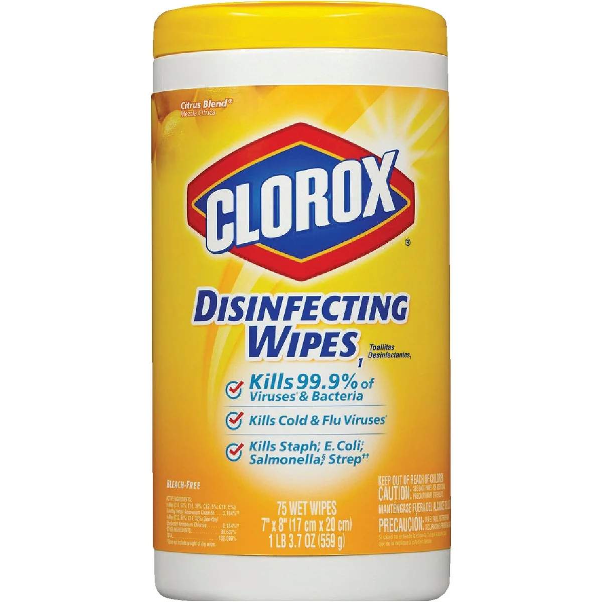 Convenient Clorox Citrus Blend Disinfecting Cleaning Wipes Tub 75-Count Excellent