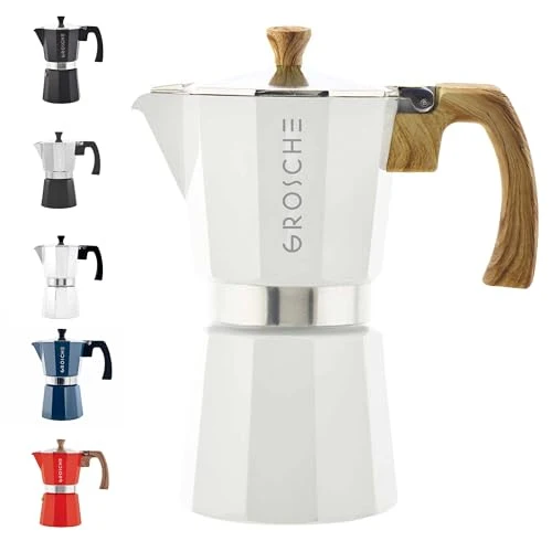 Natural Milano Stovetop Espresso Maker Moka Pot 9 espresso Cup 15.2oz White Organic
