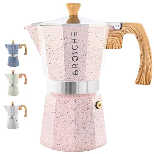 Powerful Milano Stovetop Espresso Maker Moka Pot 6 espresso Cup 9.3 oz Pink Fast