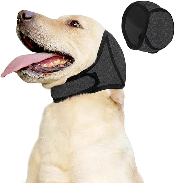 Crafted Rosvola Dog Quiet Ear Cover Dog Ear Covers for Bath Dogs Calming Hood Anxiety Relief Pet Ear Cover Muffs for Bath Grooming Thunder Fireworks M About ThisOverview Consistent