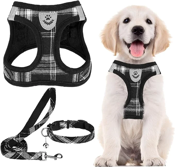 Professional PUPTECK Adjustable Dog Harness Collar and Leash Set Step in No Pull Pet Harness High-End