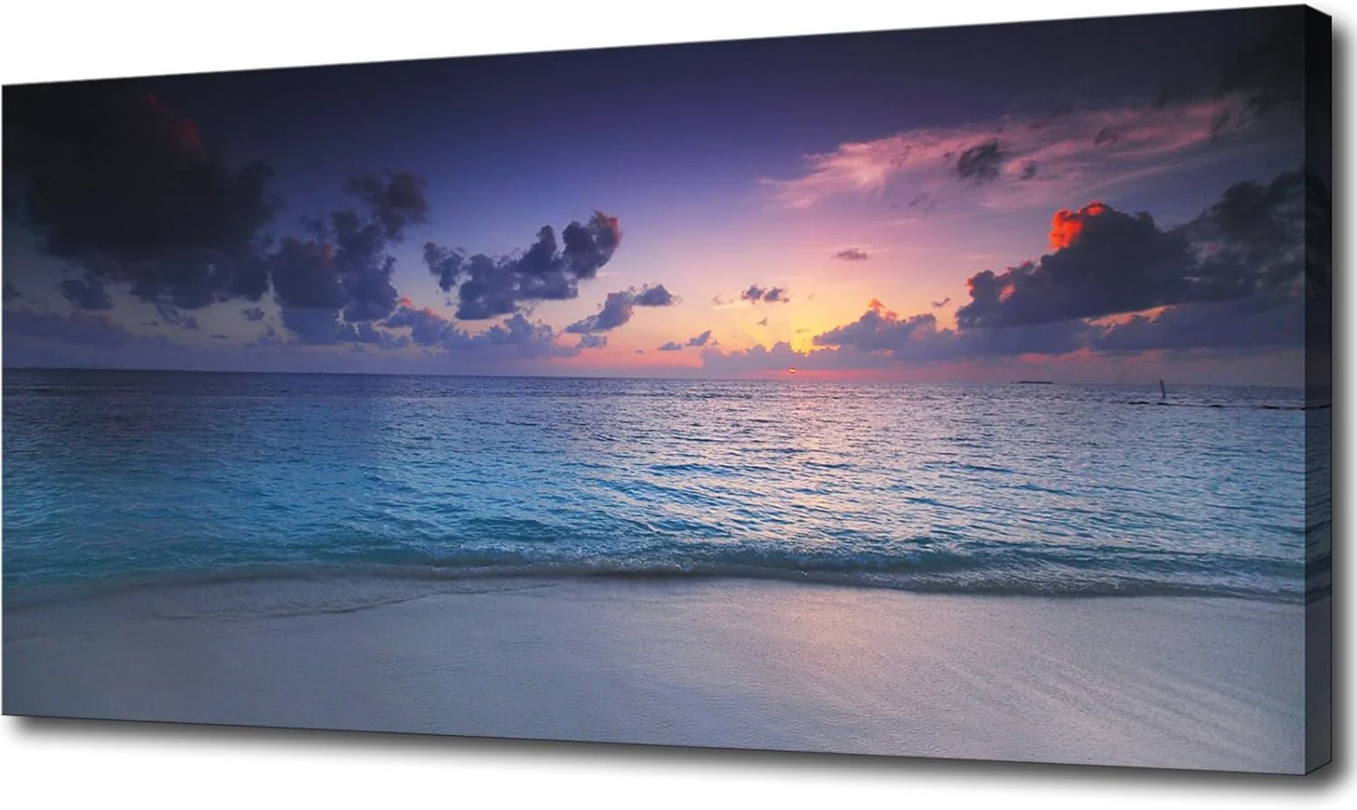 Professional Beach Wall Art Sunset Coastal Bathroom Decor Ocean Sunrise Canvas Artwork Nature Landscape Prints Painting Modern Ocean Waves Seascape Artwork for Living Room Office Home Decoration 20×40 inch Superior