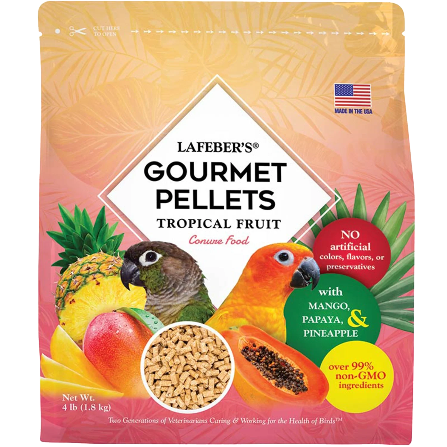 Efficient Lafeber Tropical Fruit Gourmet Pellets Conure Bird Food 4-lb Genuine