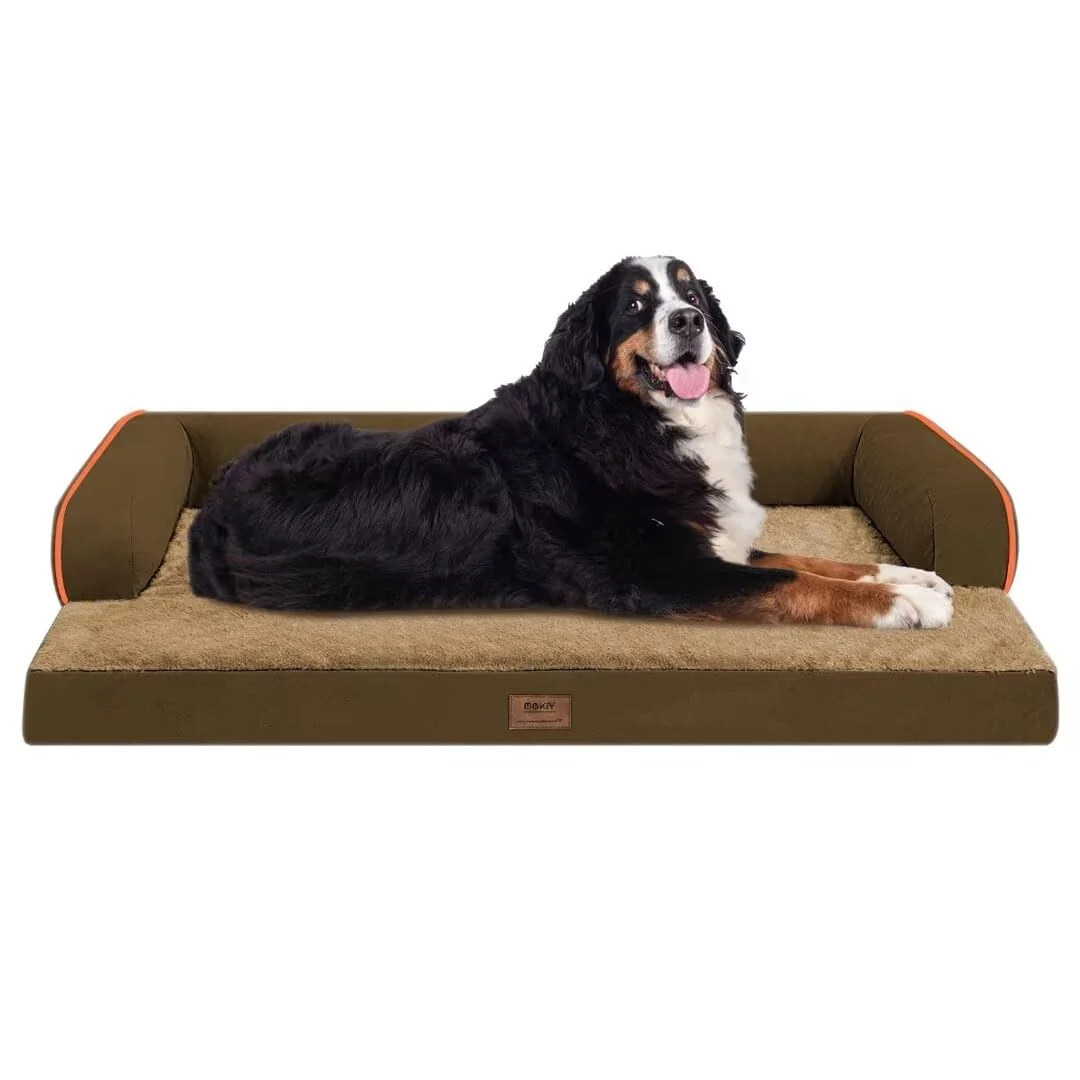 Premium Material MEKIY Orthopedic Giant Dog Bed XXXL – Brown Removable Washable Cover Non-Slip Waterproof Versatile
