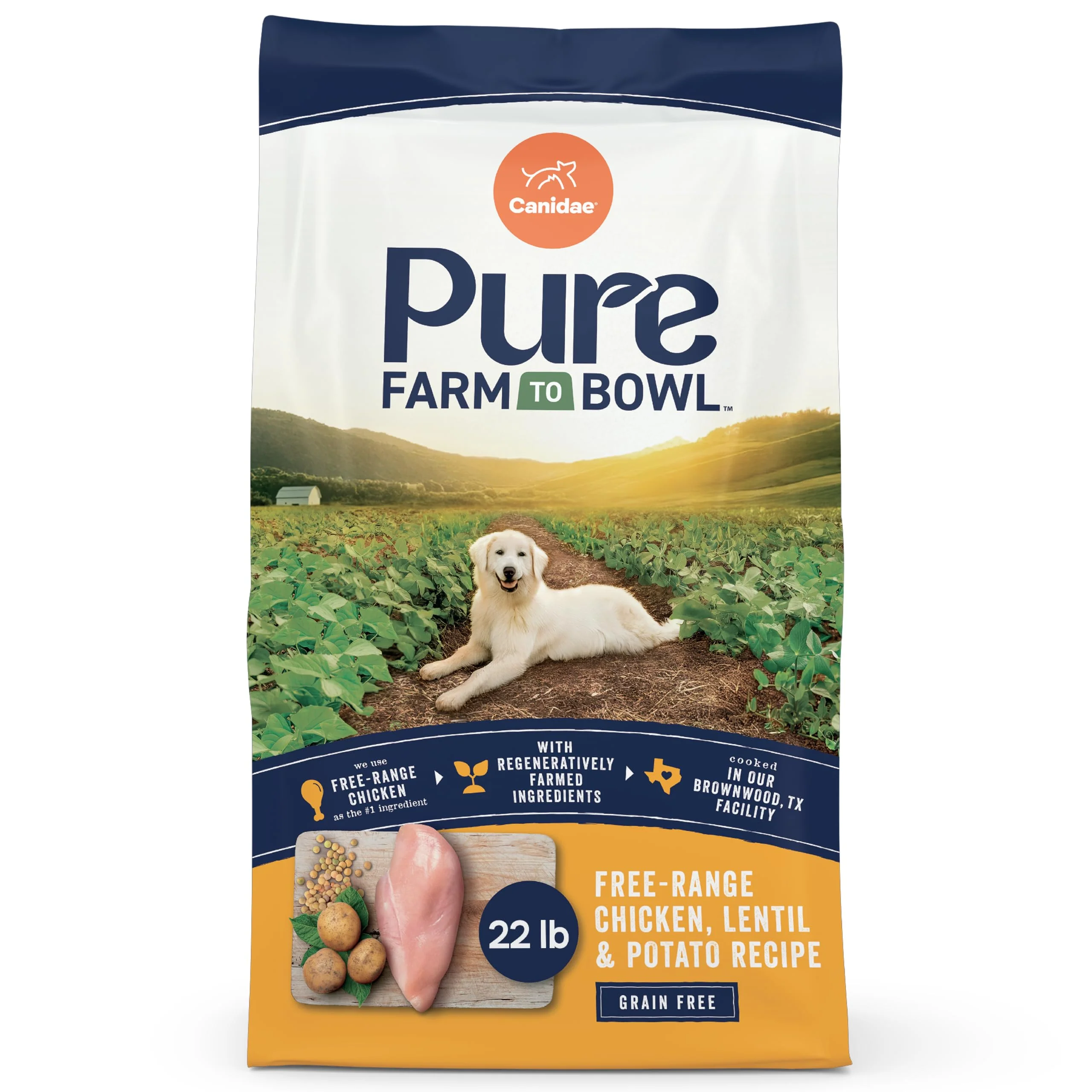 Expertly Made Canidae Pure Farm to Bowl -Range Chicken Lentil Potato Grain- Dry Dog Food for Adults – 22 lb High-Grade