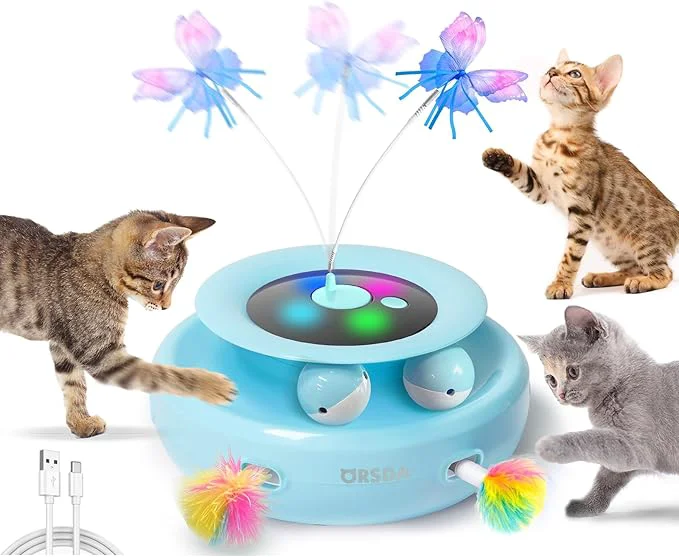 Trusted ORSDA Cat Toy 3-in-1 Automatic Interactive Electronic Moving Ambush Feather Fashionable