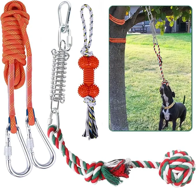 Casual HOPET Dog Rope Toys Dog Outdoor Bungee Solo Hanging Toy Tether Tug of War Dog Toys for Pitbull Small Large Aggressive Chewers Dogs to ExerciseAbout This Efficient