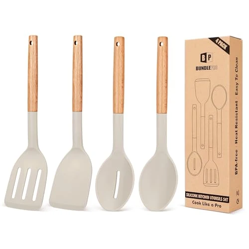 Minimalist Pack of 4 Silicone Cooking Utensils Set 4 Count Secure