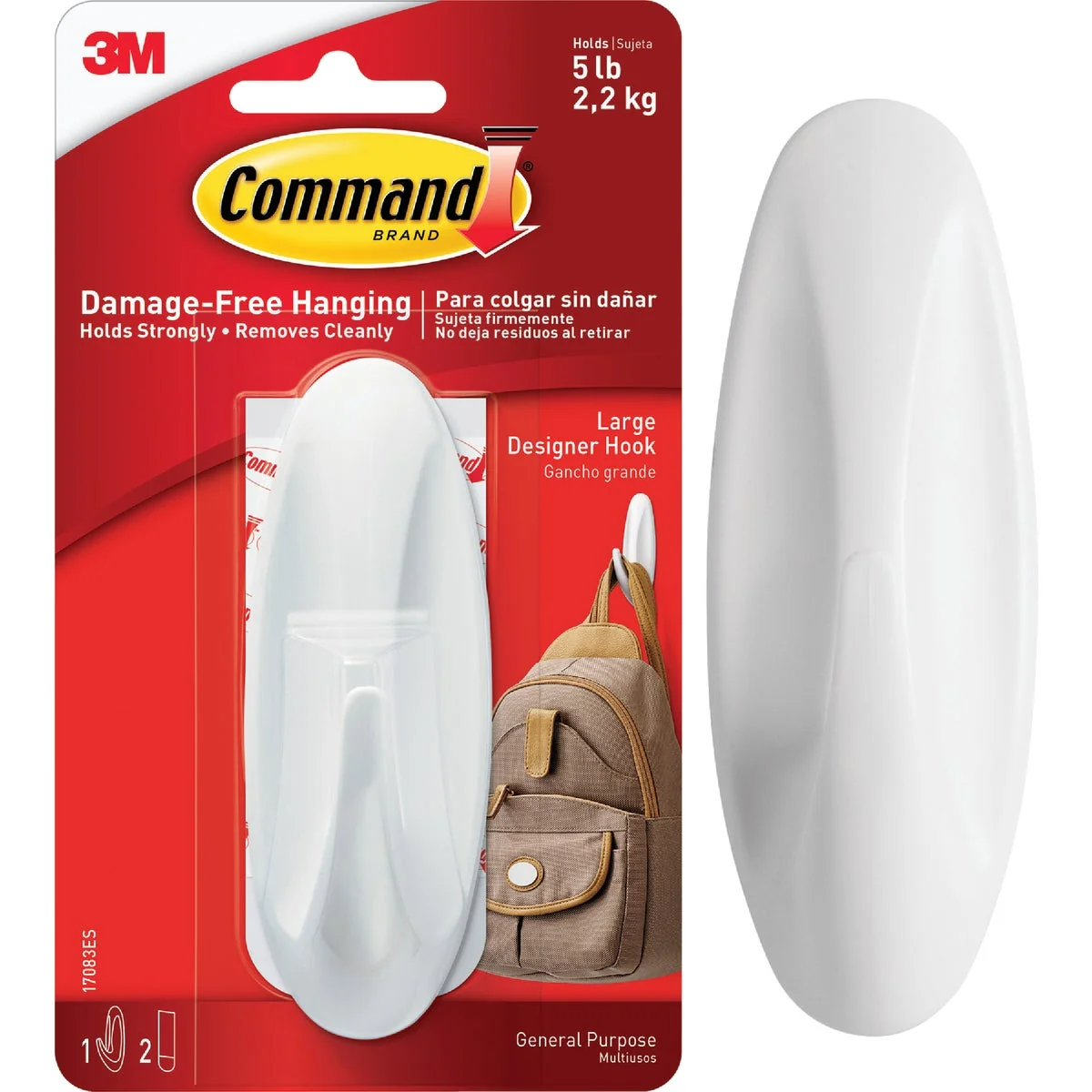 Selected 3M Command Large Utility Designer Adhesive Hook Carefully Designed