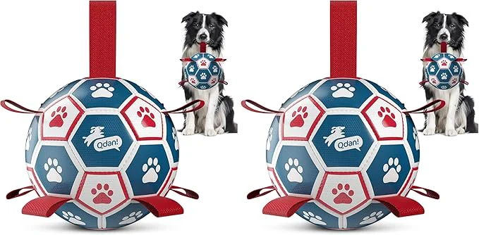 World-Class QDAN Dog Balls World Cup Soccer Ball with Straps Durable Herding Balls for Small Medium Pet Puppy Birthday Gifts Dog Water Toy Pet Toys Puppy Ball 6 Inch Pack of 2 About This Secure