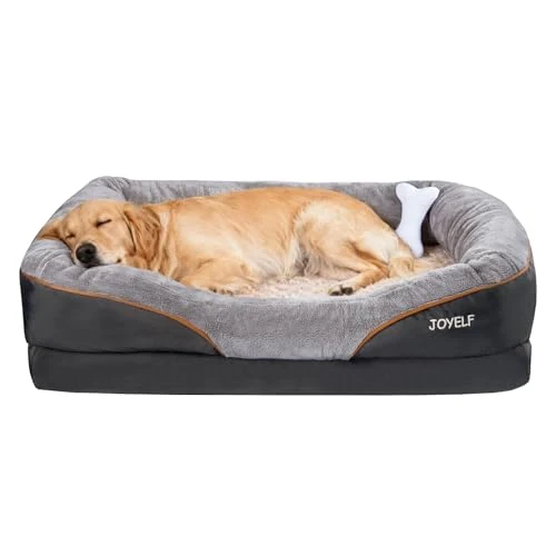 Secure JOYELF XLarge Memory Foam Dog Bed – Orthopedic Sofa with Removable Cover Gift Toy Green