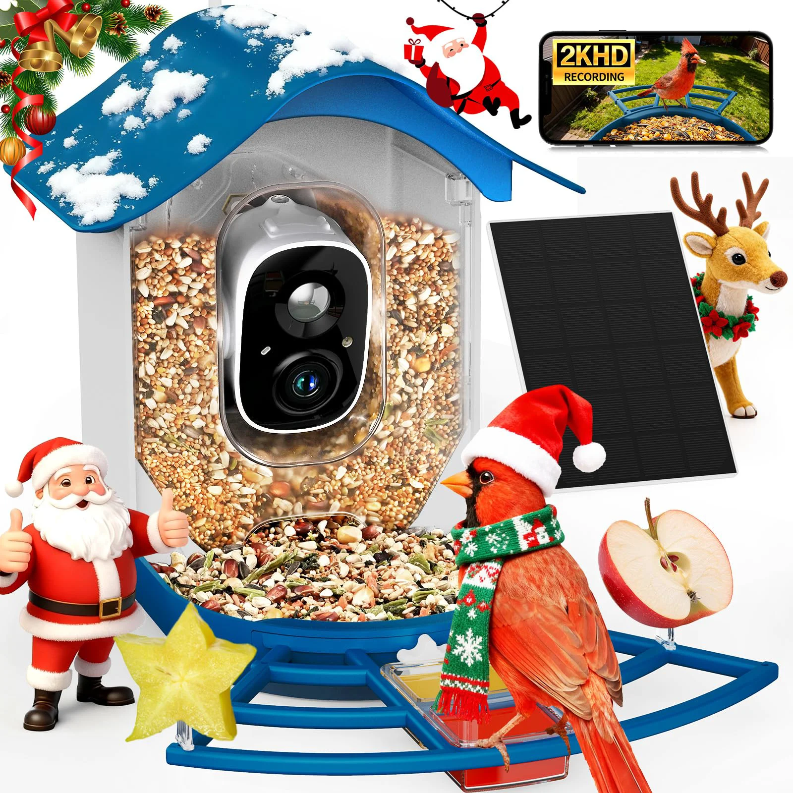 Innovative PeckCam Smart Bird Feeder with Camera – 2K HD Solar Power AI Bird ID 4-Viewer Sharing High-End