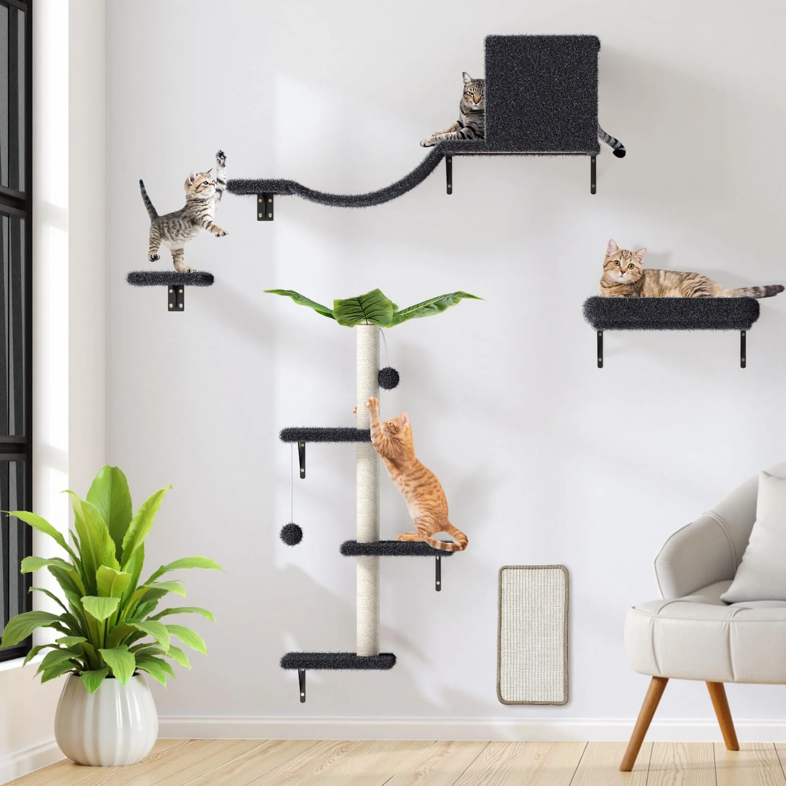 Exceptional ESOTTE 5-in-1 Cat Wall Shelves for 16-Inch Drywall Space-Saving Wall Mounted Cat Furniture Dependable