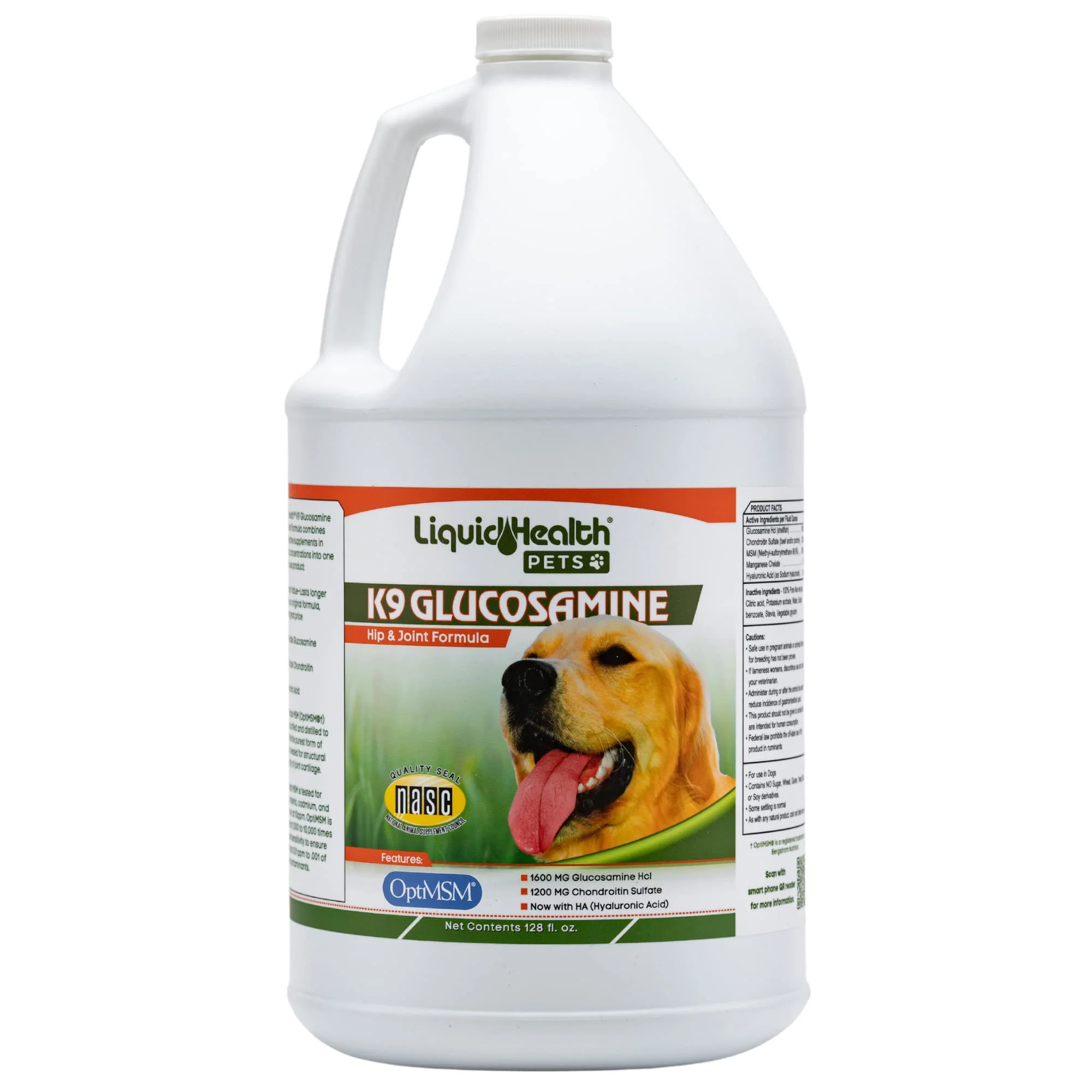 Elite LIQUIDHEALTH 128 Oz K9 Liquid Glucosamine for Dogs — Joint Support with Chondroitin MSM Hyaluronic Acid 1 Gallon High-Quality