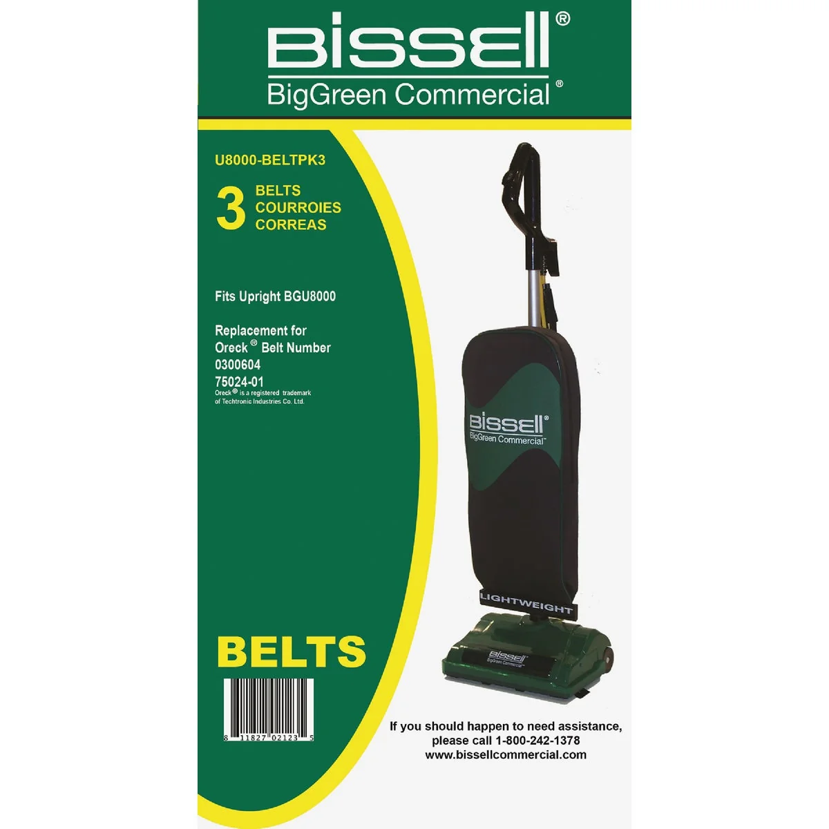Trusted Bissell BigGreen Commercial U8000 Bissell Upright and Oreck Dual Stack Vacuum Cleaner Belt 3-Pack Selected