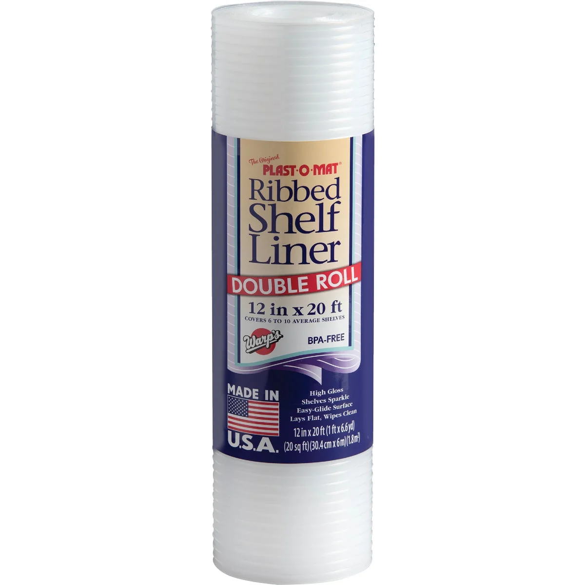 Optimized Plast-O-Mat 12 In. x 25 Ft. Clear Ribbed Non-Adhesive Shelf Liner Certified
