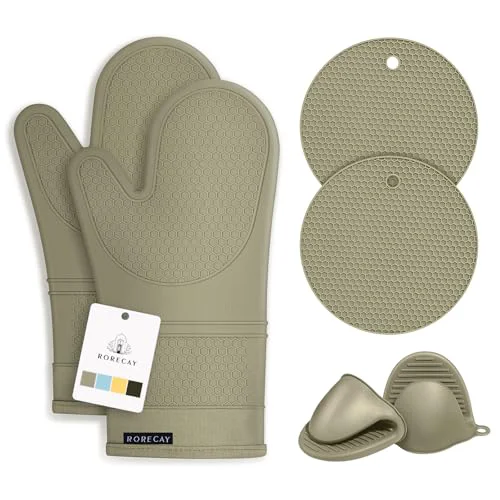 Clean Silicone Oven Mitts and Pot Holders Sets for Kitchen Smart