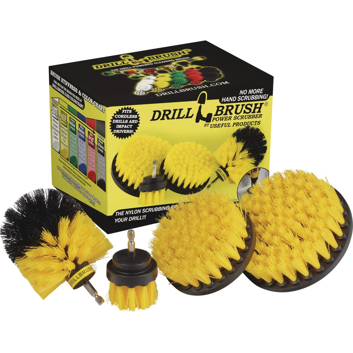 Powerful Drillbrush Bathroom Medium Yellow Drill Brush 4 Piece Smooth