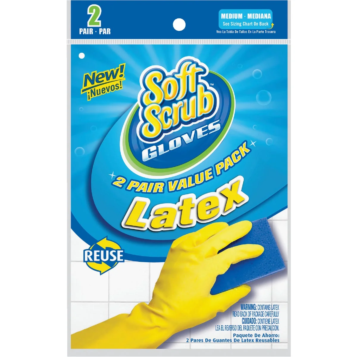 Excellent Soft Scrub Medium Latex Rubber Glove 2-Pack Genuine