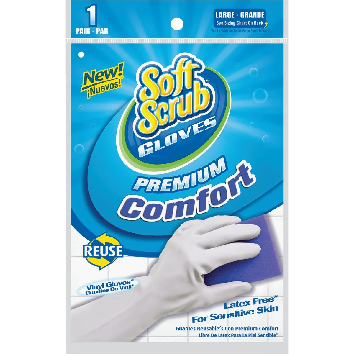 Fine Crafted Soft Scrub Large Premium Comfort Vinyl Rubber Glove Versatile